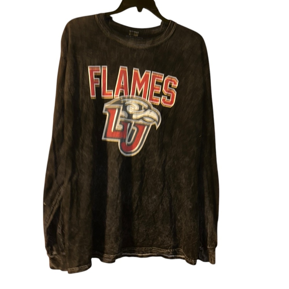 Liberty university Flames black vintage washed long sleeve Tshirt tee Large L